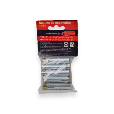 Taquete de Expansión Hembra 1/4 - 3/8 x 1 3/4" - 1/4 x 1 3/4"