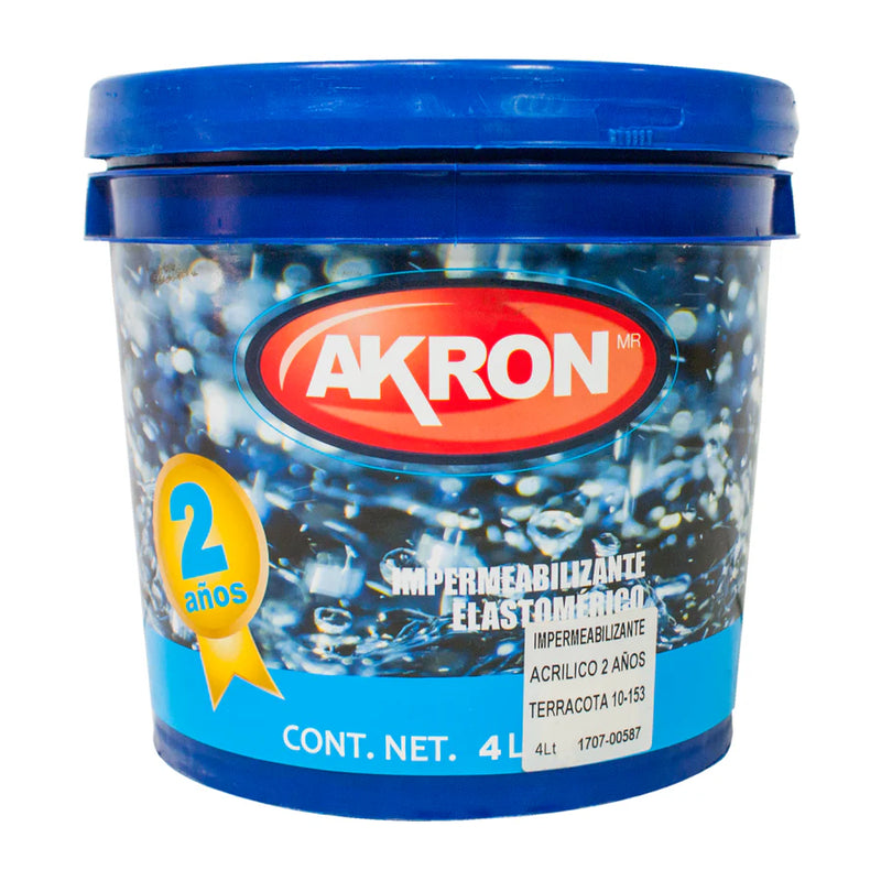 Impermeabilizante Akron 10-153 | 2 Años | Acrílico | Terracota | Elastomérico |4L