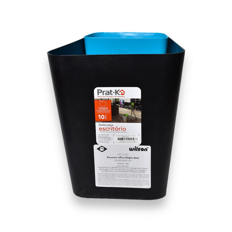 Basurero Office Negro Prat-k 24x24.5x26x5cm - Azul