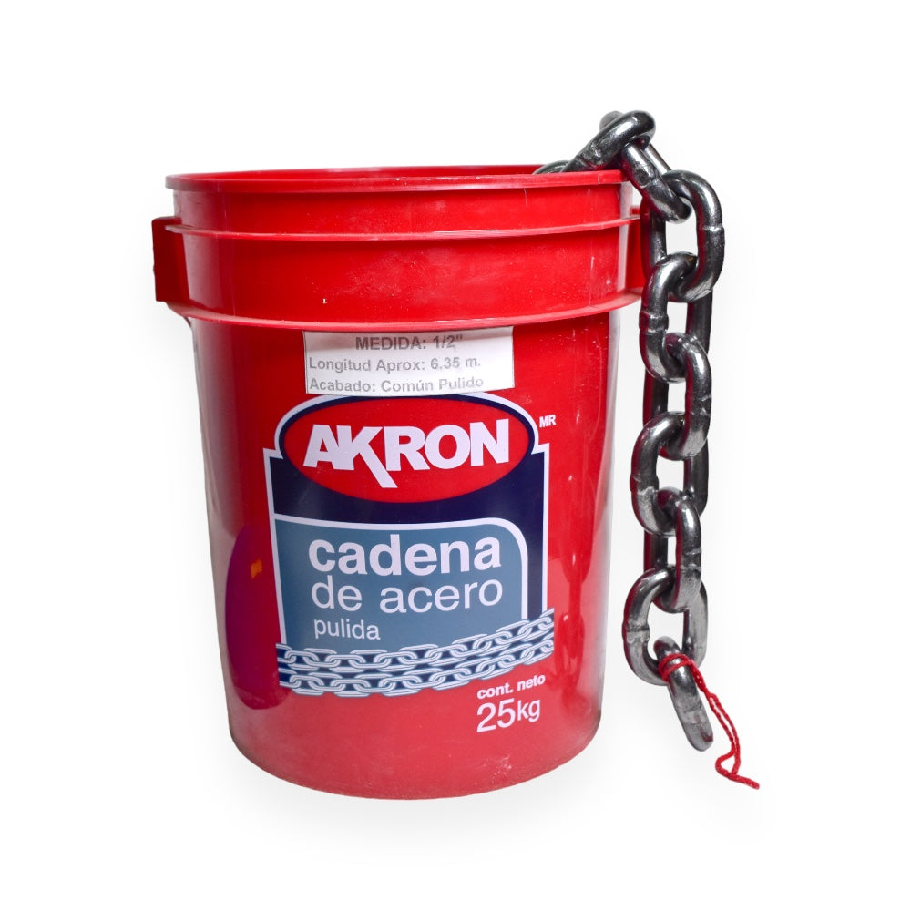 Cadena de Acero Pulida Akron 15-55 | Electrosoldada | Grado 30 | 1/2"