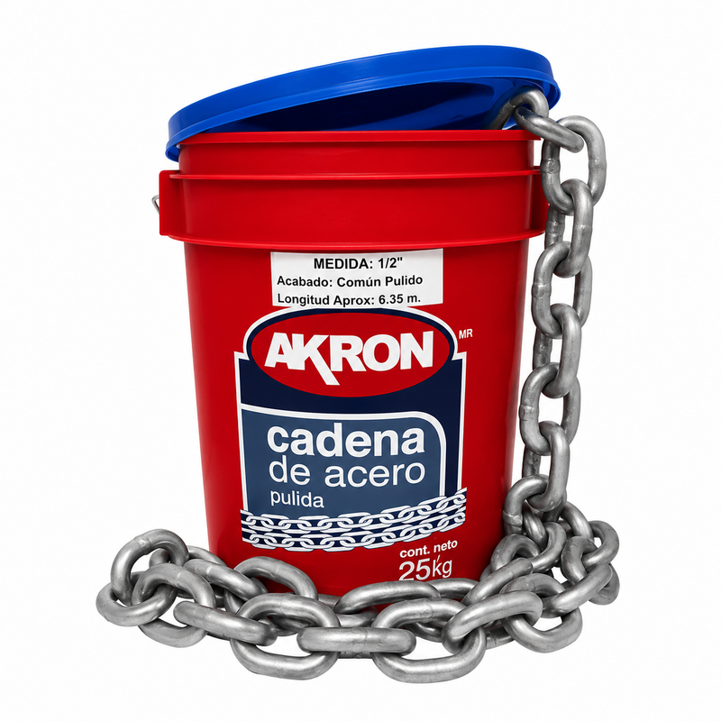 Cadena de Acero Pulida Akron 15-55 | Electrosoldada | Grado 30 | 1/2"