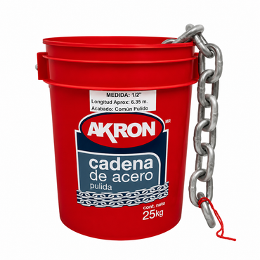 Cadena de Acero Pulida Akron 15-55 | Electrosoldada | Grado 30 | 1/2"