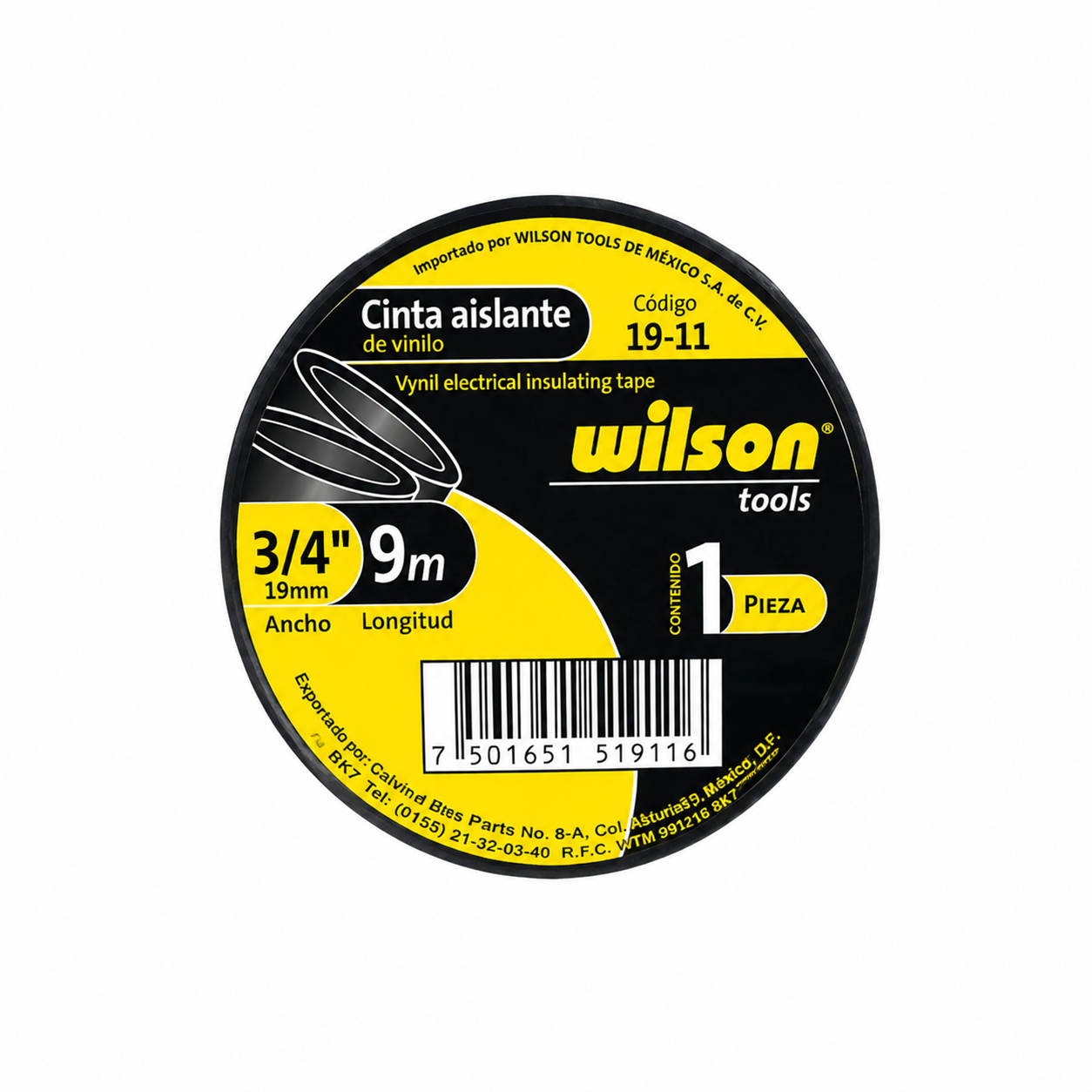 Cinta Aislante de Vinil Negra 3/4"(19mm) - 18 mts