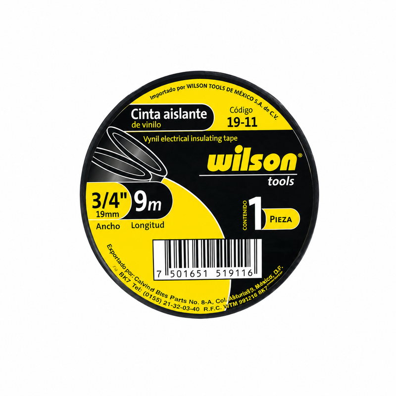 Cinta Aislante de Vinil Negra 3/4"(19mm) - 18 mts