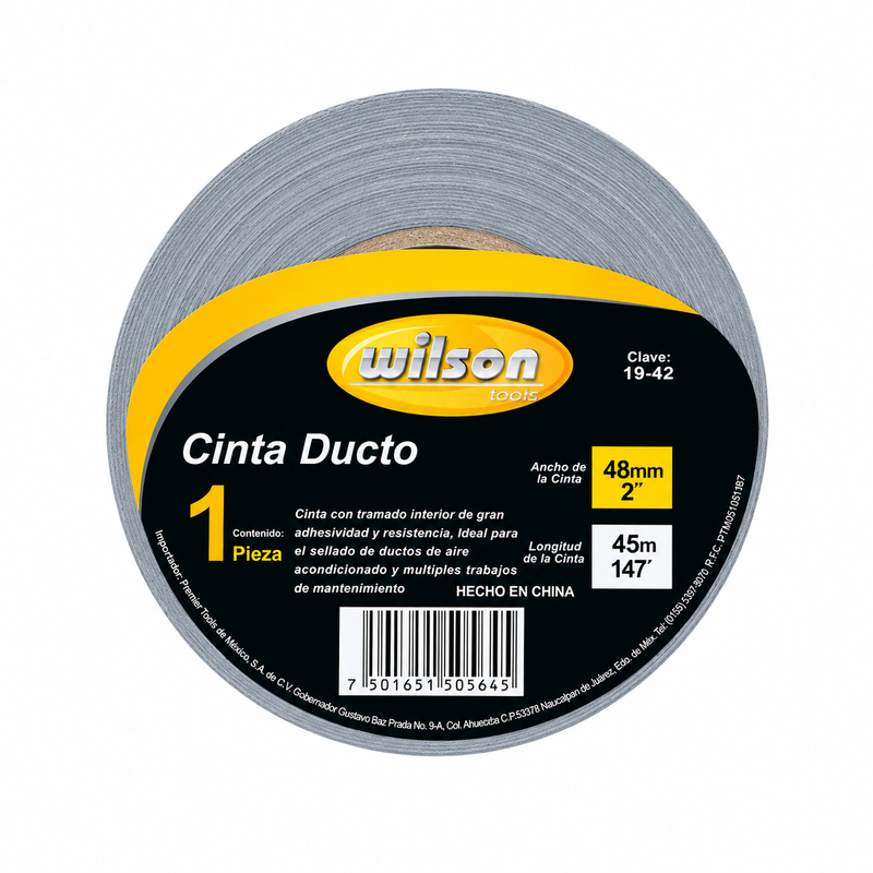 Cinta Adhesiva para Ductos 48mm x 45mts, Uso Industrial