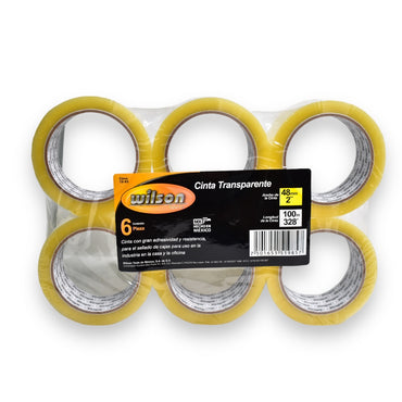 Cinta Adhesiva de 2" (48mm), 40m y 100m, Paquete de 6 pzs - Transparente 2"x100mts