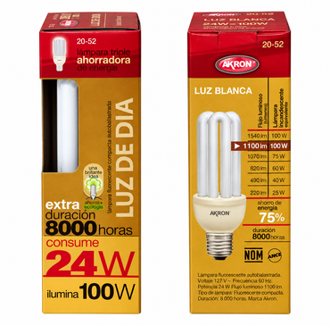 Foco Triple Akron 20-52 | Luz Blanca | 8000hrs / 24W de consumo / iluminación de 100W