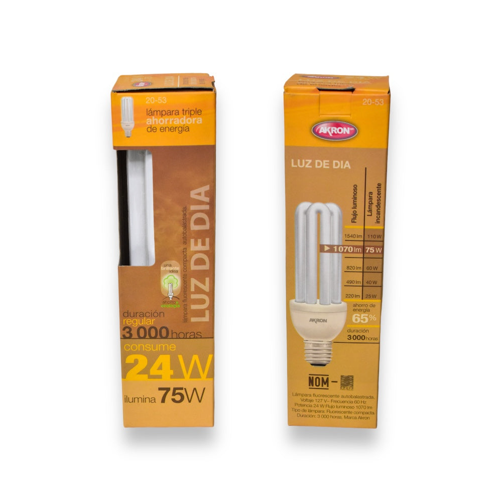 Foco Triple Luz Calida 15W, 20W, 24W, 100W - 3000H/24W/75W