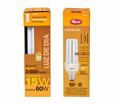 Foco Triple Akron 20-54 | Luz blanca | 8000hr / Consumo de 15W/ Iluminación de 60W