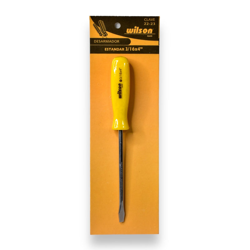 Desarmador Plano de Gabinete Wilson 3/16 x 4” | mango de plástico | 22-23