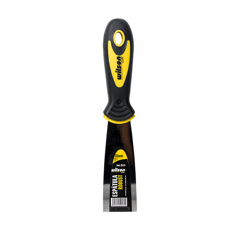 Espátula Robust de Acero Inoxidable Mango Negro Antiderrapante - 1"