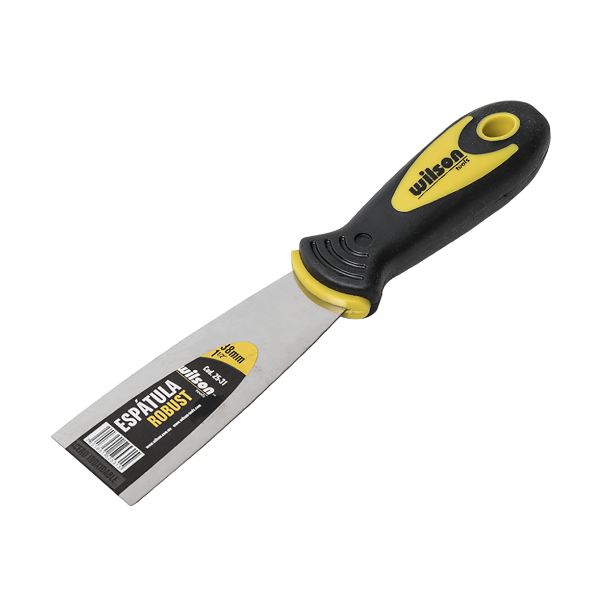 Espátula Robust de Acero Inoxidable Mango Negro Antiderrapante - 1"