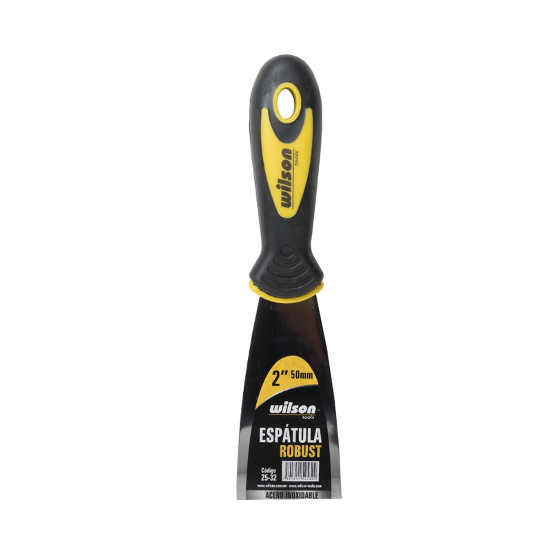 Espátula Robust de Acero Inoxidable Mango Negro Antiderrapante - 2"