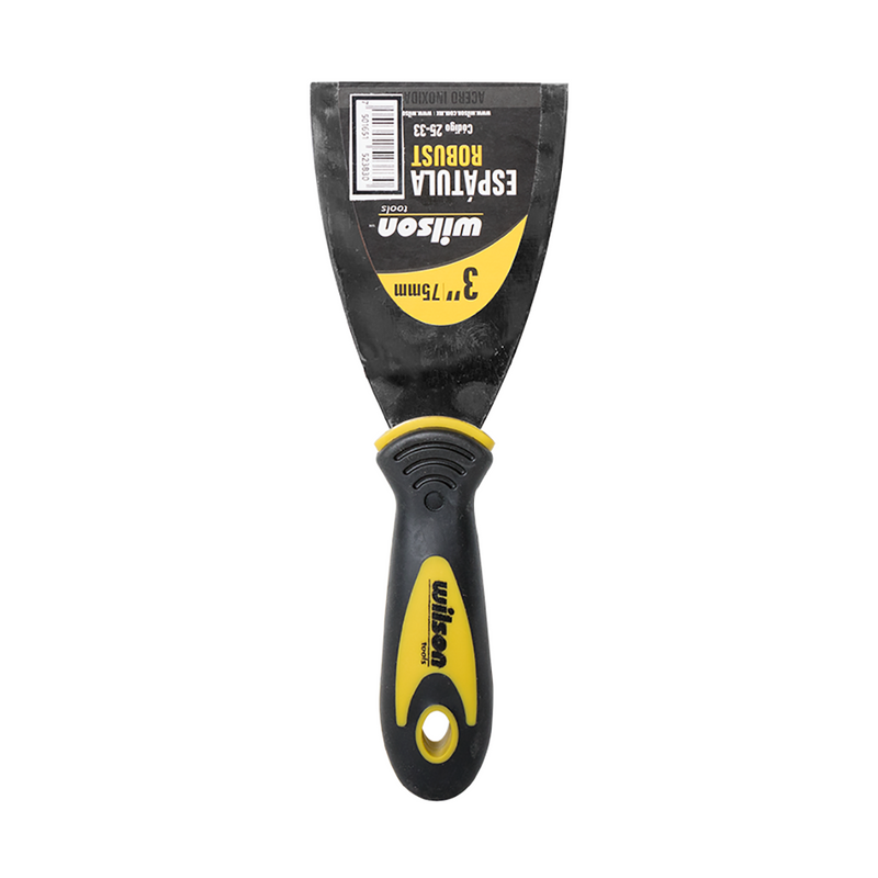 Espátula Robust de Acero Inoxidable Mango Negro Antiderrapante - 3"