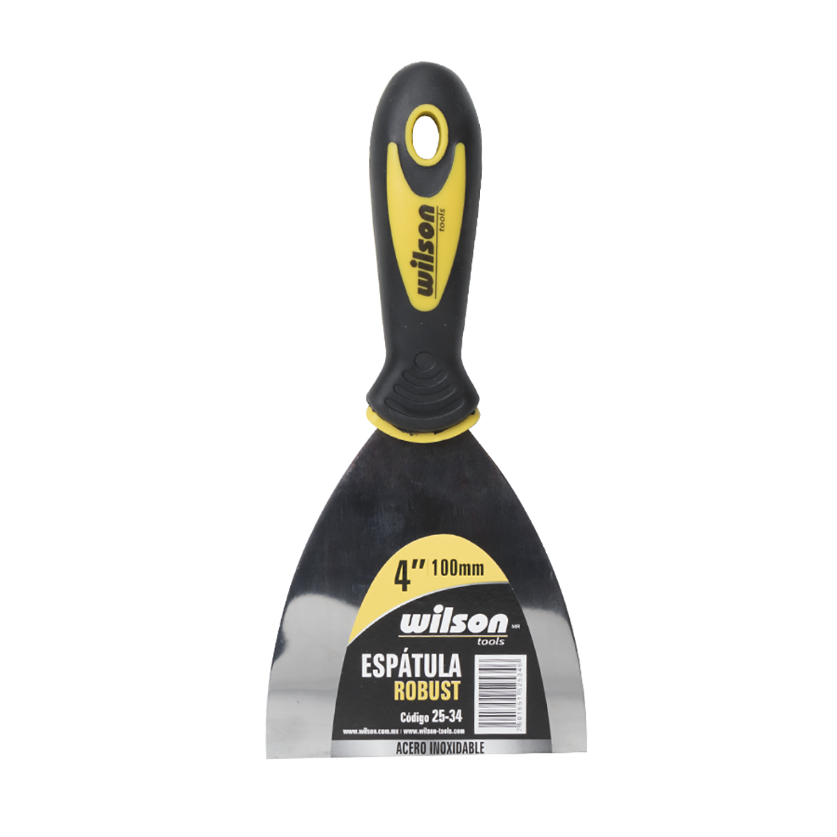 Espátula Robust de Acero Inoxidable Mango Negro Antiderrapante - 4"