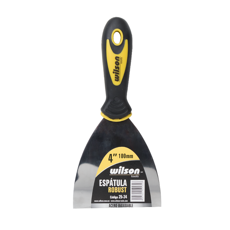 Espátula Robust de Acero Inoxidable Mango Negro Antiderrapante - 4"