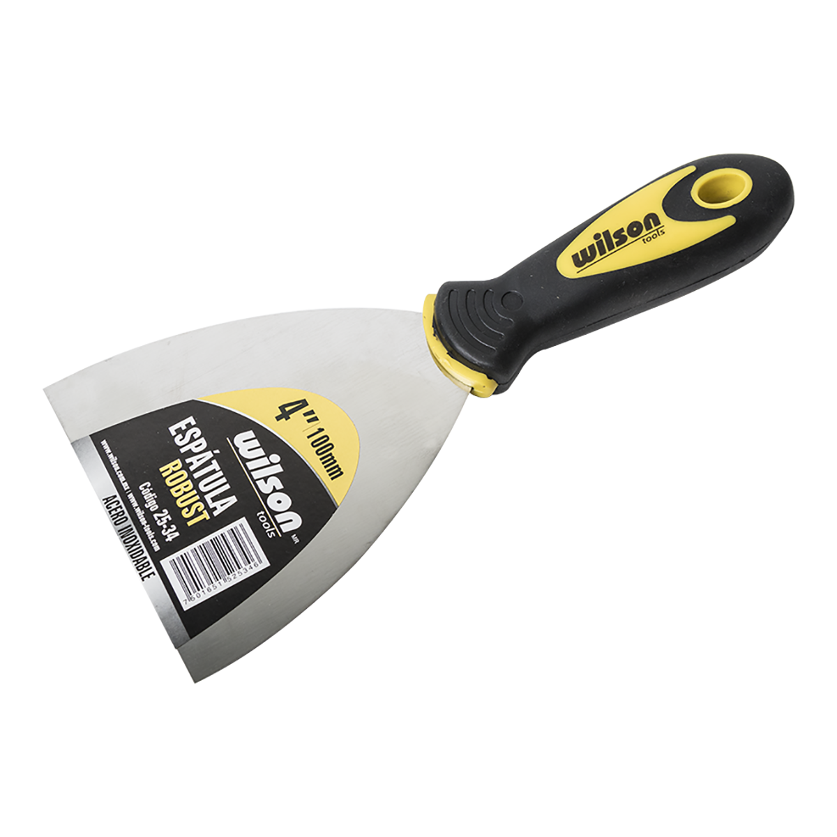 Espátula Robust de Acero Inoxidable Mango Negro Antiderrapante - 4"