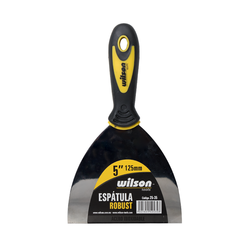 Espátula Robust de Acero Inoxidable Mango Negro Antiderrapante - 5"