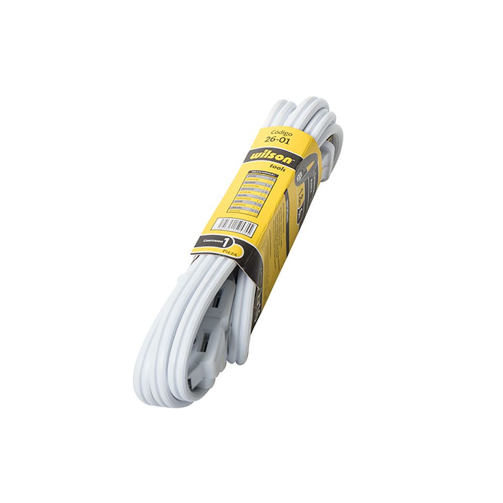 Extensión Eléctrica 1.5, 1.8, 2.7, 3.6, 4.6, 6.1 mts en Blanco y Café - Blanco, 1.8mts