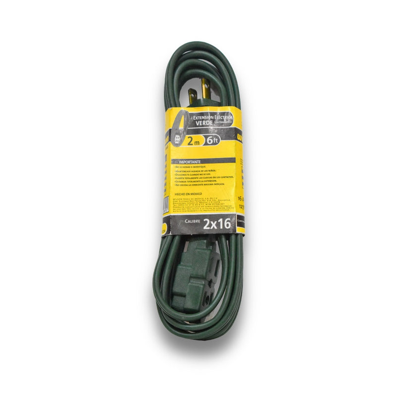 Extensión Eléctrica Uso Doméstico 1.5, 2, 4, 5, 6, 8 mts - 2mts/Verde