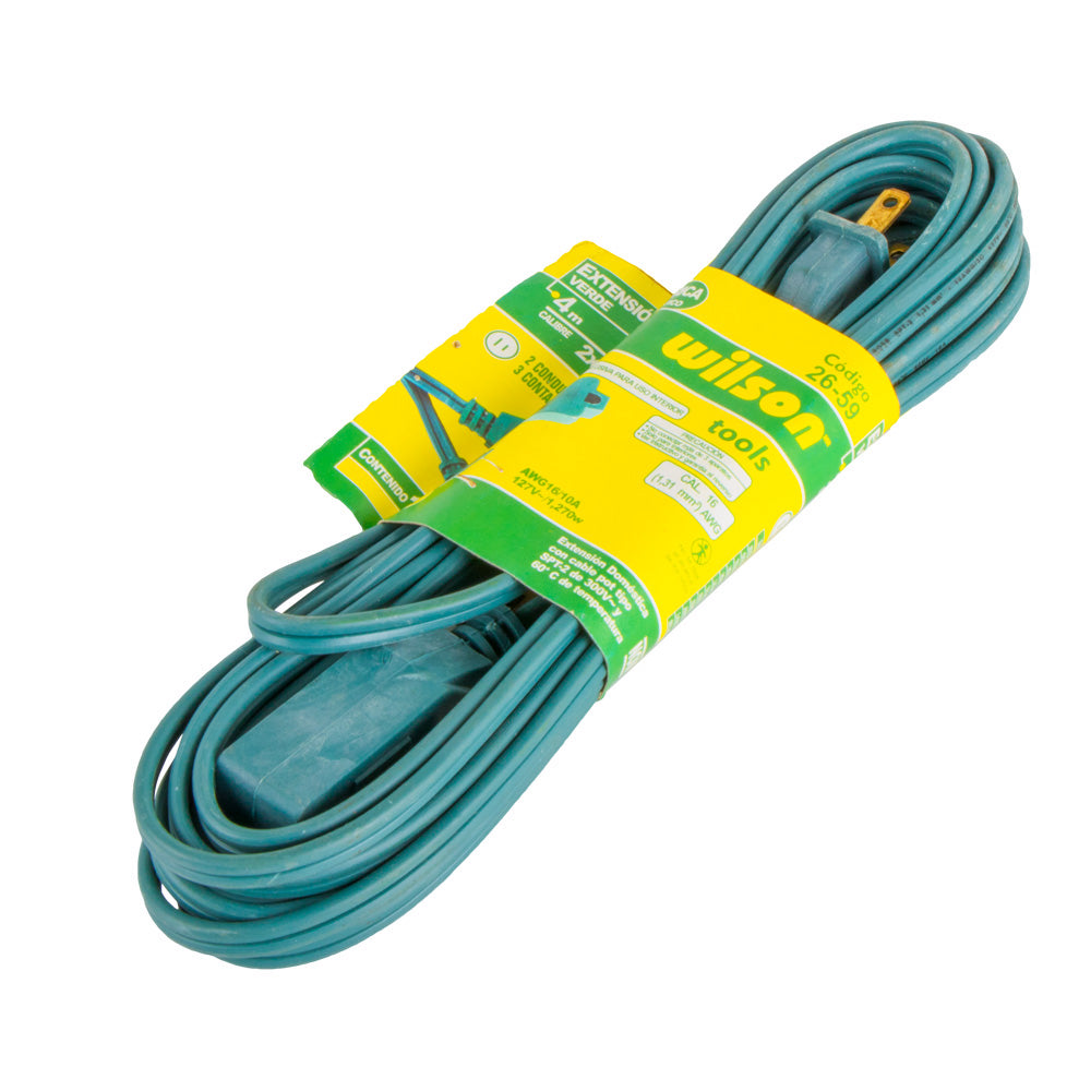 Extensión Eléctrica Uso Doméstico 1.5, 2, 4, 5, 6, 8 mts - 4mts/Verde