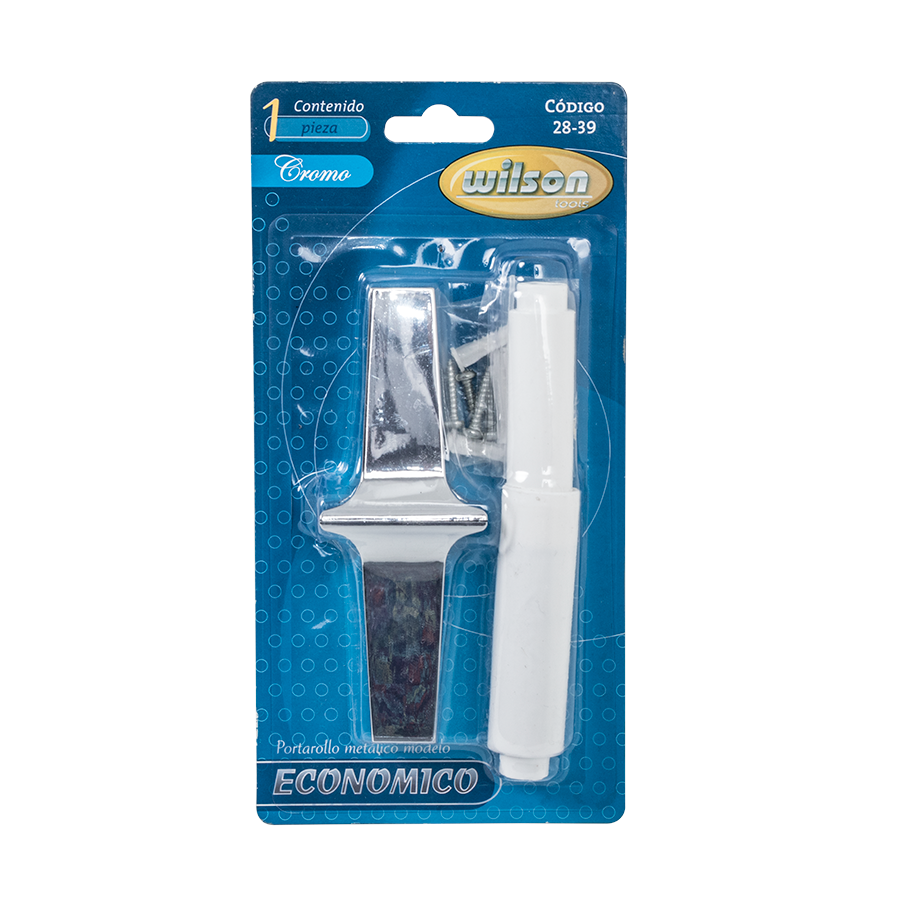 Porta Rollo de Papel Cromado con Tubo Blanco