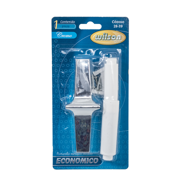 Porta Rollo de Papel Cromado con Tubo Blanco