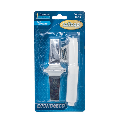 Porta Rollo de Papel Cromado con Tubo Blanco