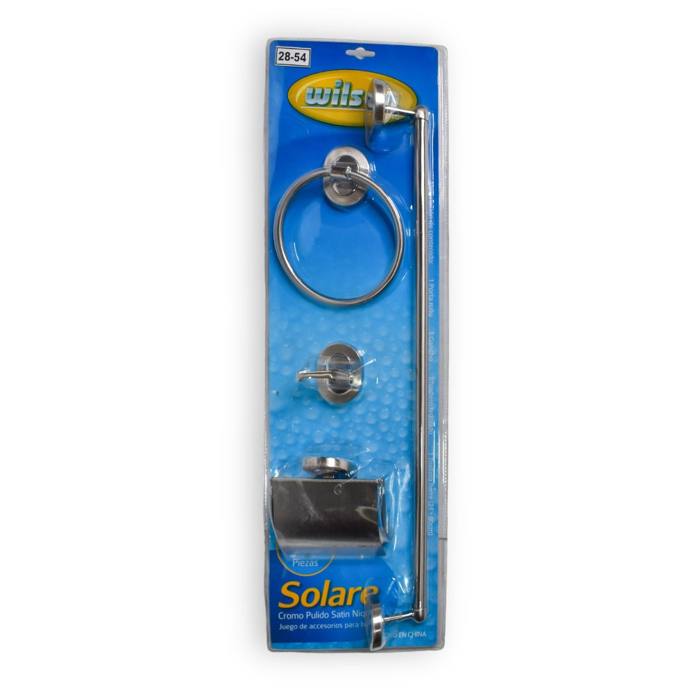 Accesorios para Baño 28-54|  Cromado/Satinado | 4 pzas | Solare