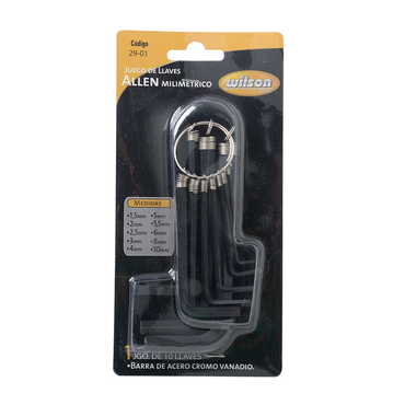 Juego de Llaves Allen Standard y Milimétrica - 1.5mm Hasta 10mm /10PZ