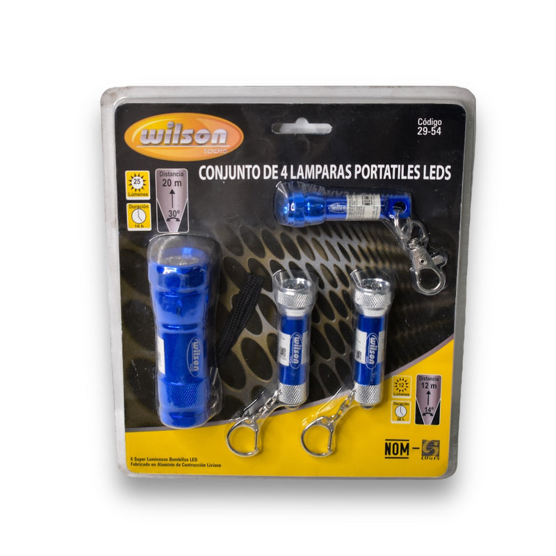 Set de 4 Linternas Azul LED