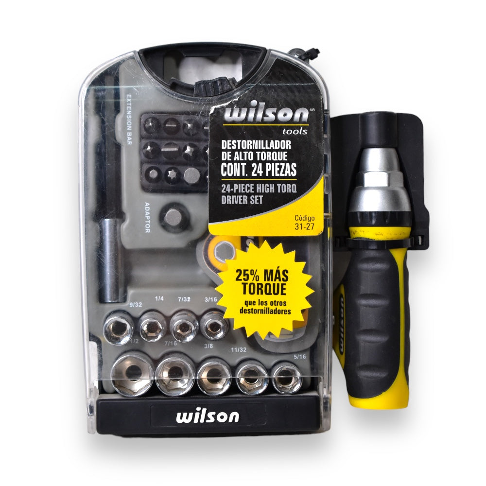 Juego de Desarmador de Alto Torque con Puntas y Dados, 24 pzs