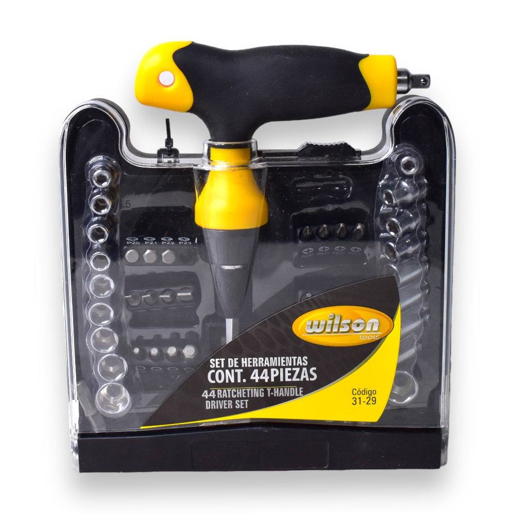 Kit de Rachet en T con Puntas y Dados, 44 pzs