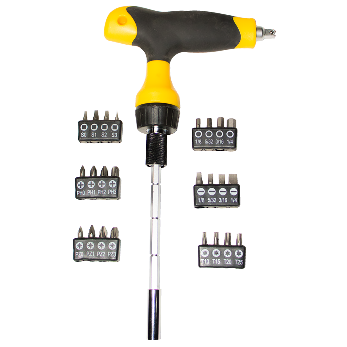 Kit de Rachet en T con Puntas y Dados, 44 pzs