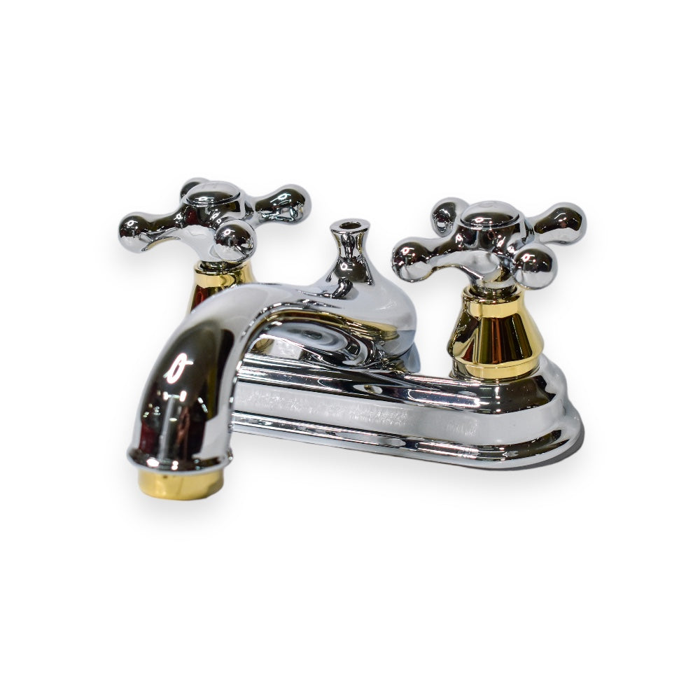 Mezcladora para Lavabo con Desagüe 4” Mod. Monet - Cromo/Oro