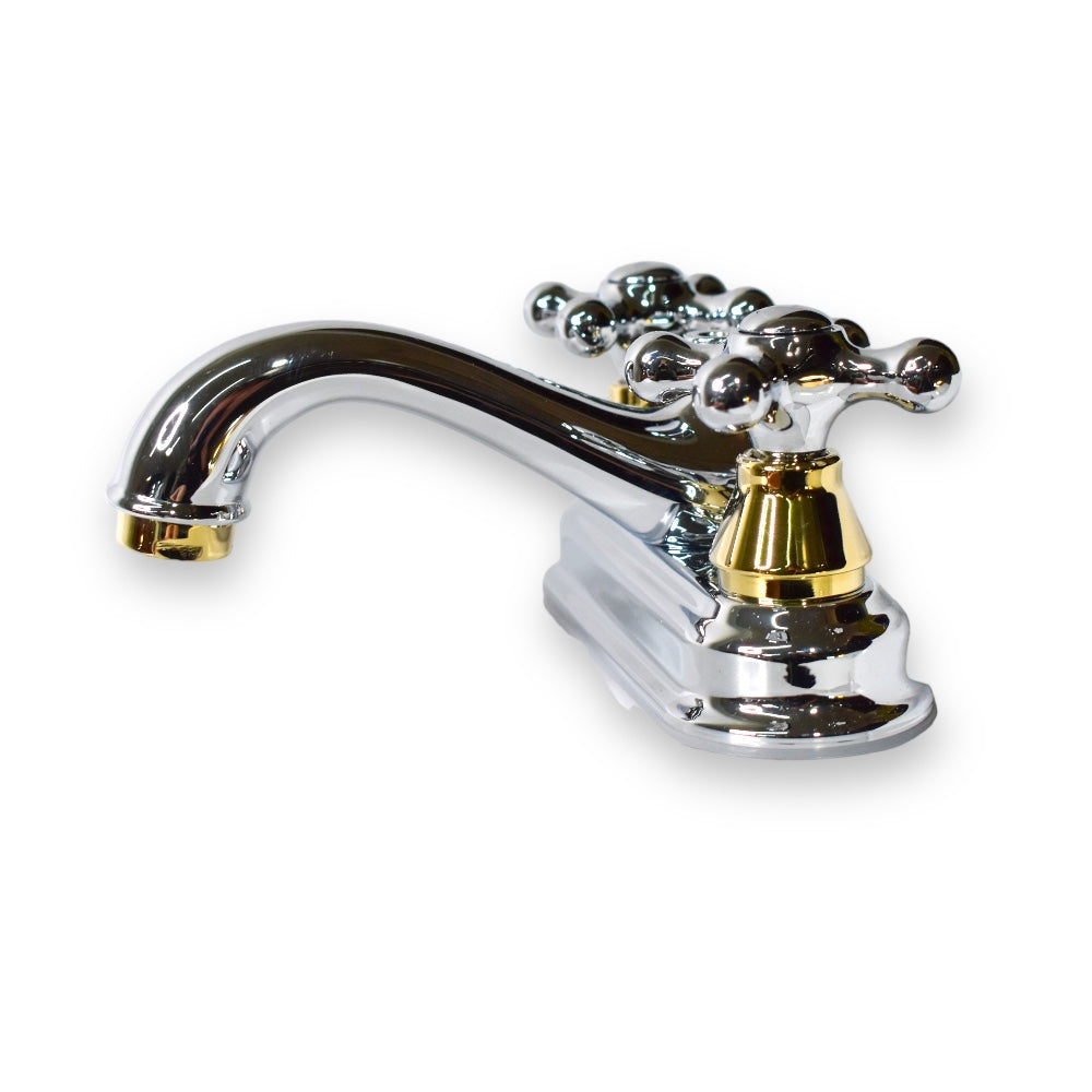 Mezcladora para Lavabo con Desagüe 4” Mod. Monet - Cromo/Oro