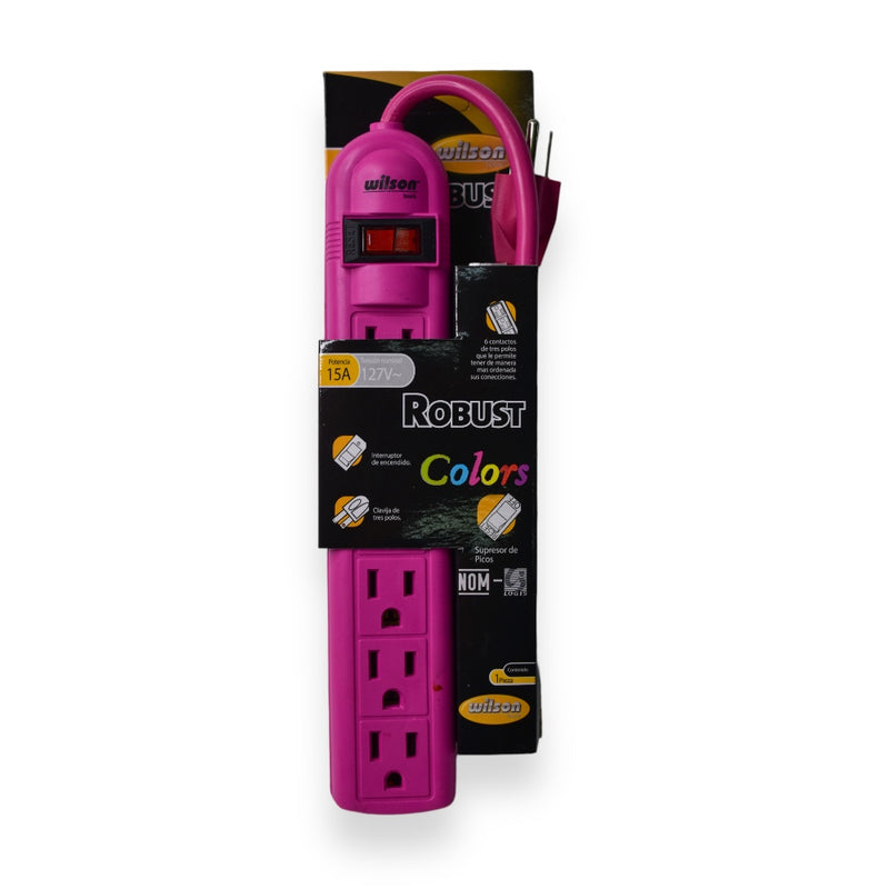 Barra Multicontacto Wilson 40-50 | 6 Salidas | Robust | Color Fucsia