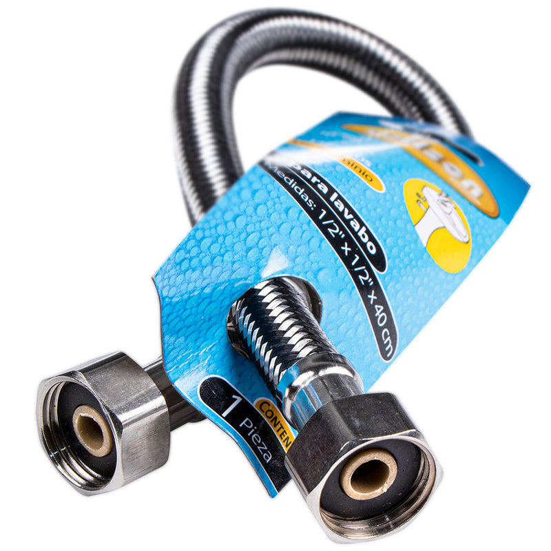 Manguera Flexible Wilson 40-86 | Aluminio | Para Lavabo | Medida 1/2" x 40cm