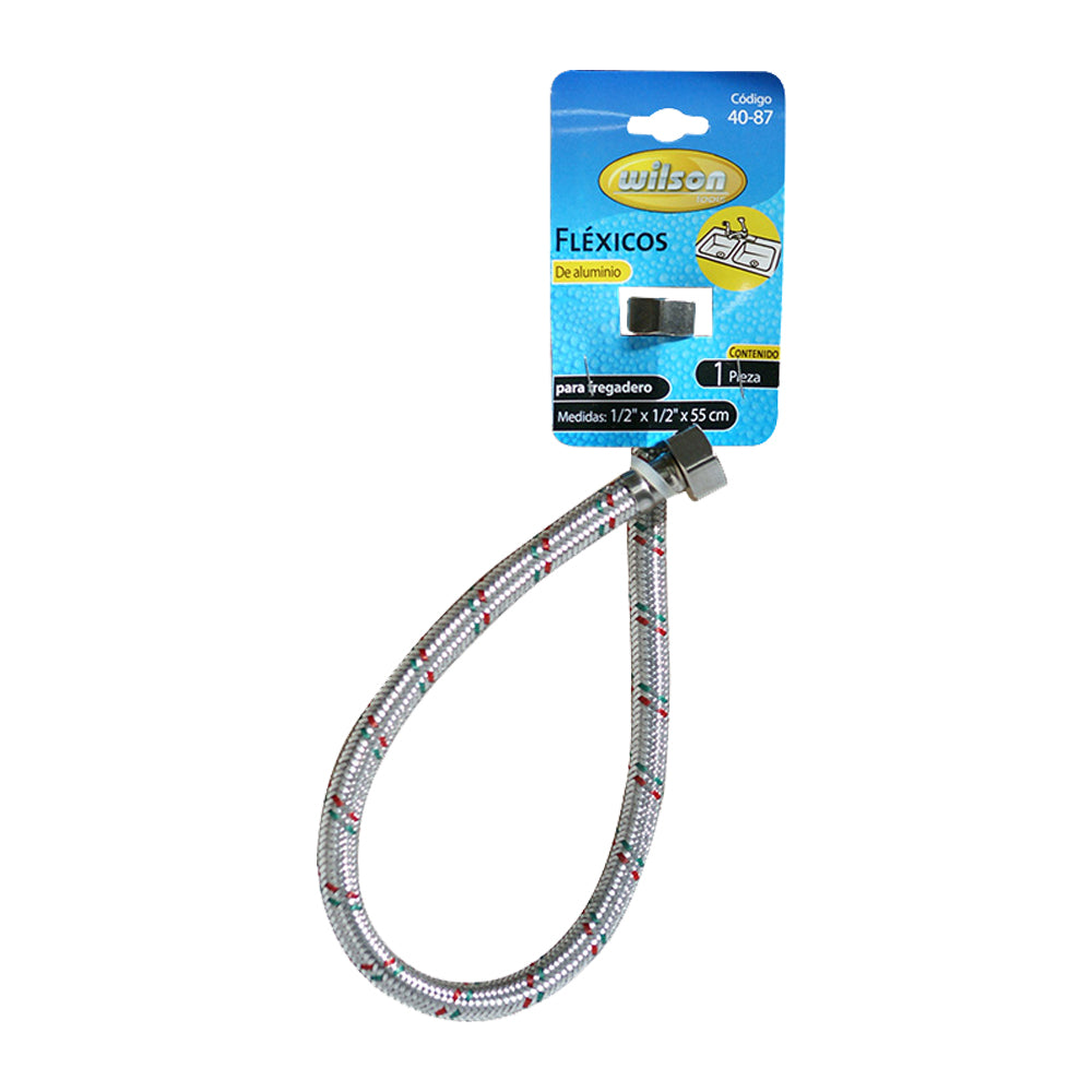 Manguera Flexible Wilson 40-87 | Aluminio | Para Fregadero | Medida 1/2" x 55cm.