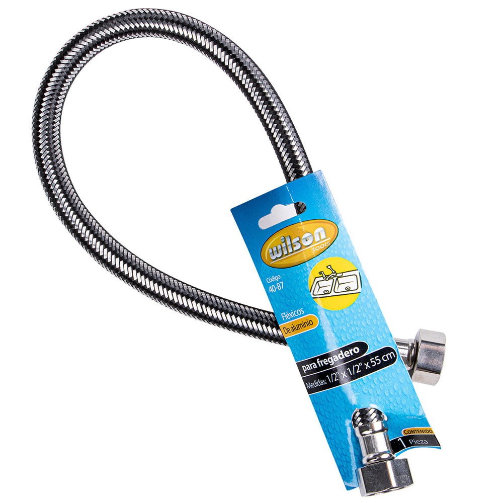 Manguera Flexible Wilson 40-87 | Aluminio | Para Fregadero | Medida 1/2" x 55cm.