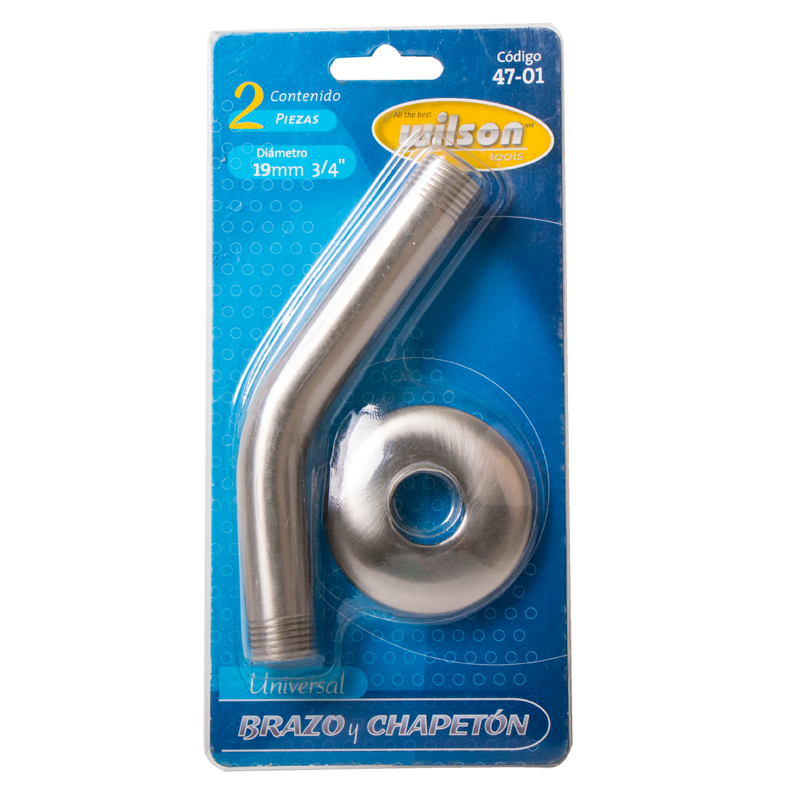Brazo y Chapetón de Plastico | Wilson | 47-01 | Para Regadera 2 pzas | Satín