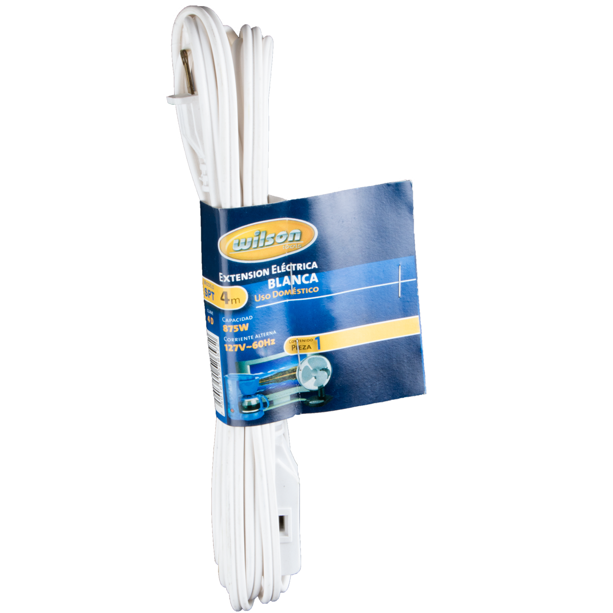 Extensión Eléctrica Uso Doméstico 1.5, 2, 4, 5, 6, 8 mts - 4mts/Blanca