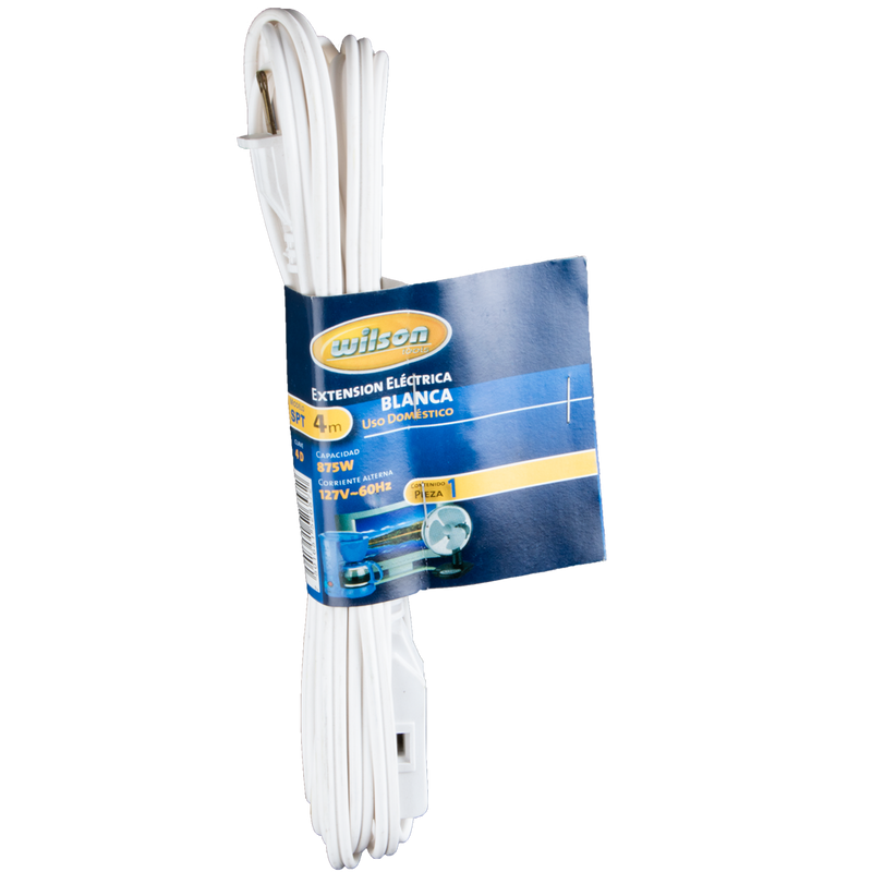 Extensión Eléctrica Uso Doméstico 1.5, 2, 4, 5, 6, 8 mts - 4mts/Blanca
