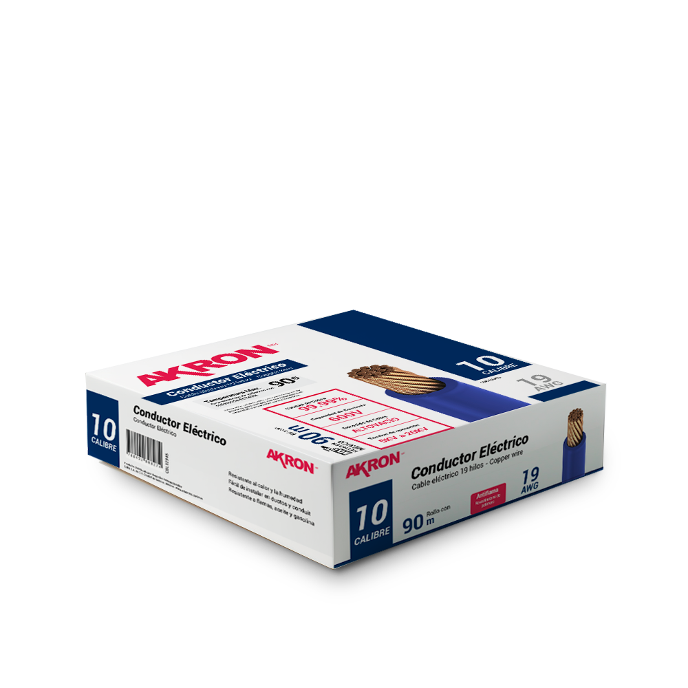Cable de Cobre Akron 52-10B | Calibre 10 | 90 m | Blanco