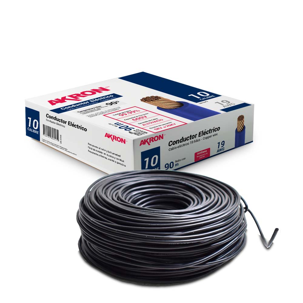 Cable de Cobre Akron 52-10N | Calibre 10 | 90 m | Negro
