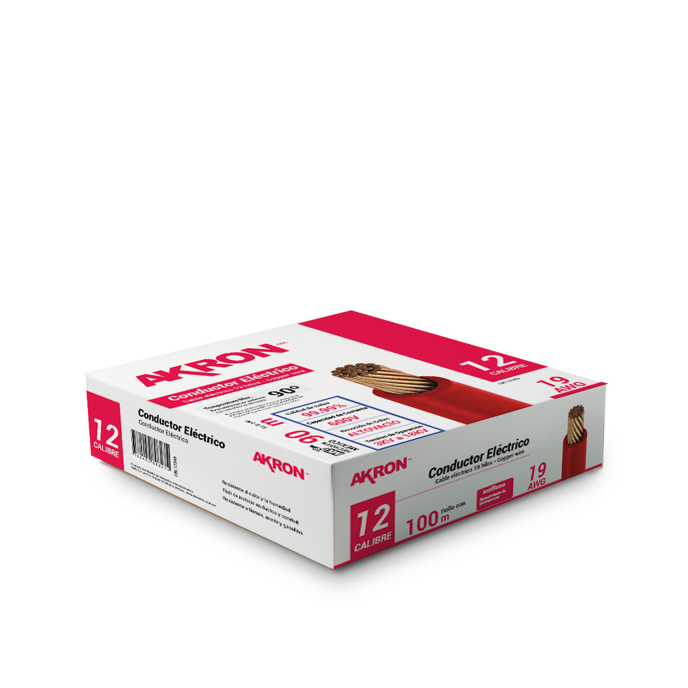 Cable de Cobre Akron 52-12N | Calibre 12 |  90 m | Negro