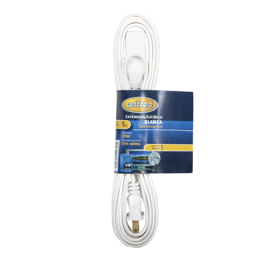 Extensión Eléctrica Uso Doméstico 1.5, 2, 4, 5, 6, 8 mts - 5mts/Blanca