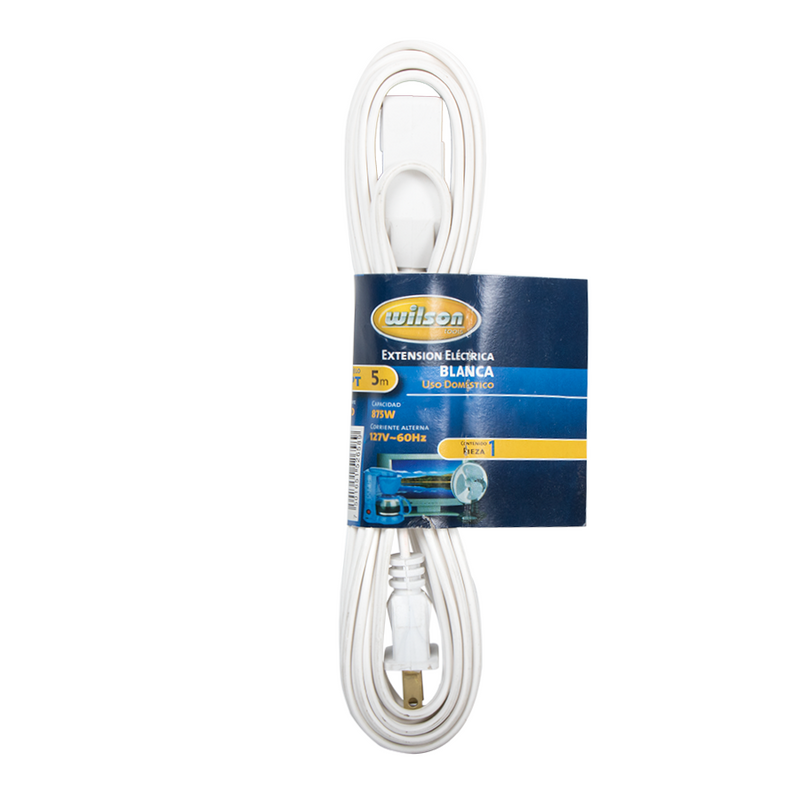 Extensión Eléctrica Uso Doméstico 1.5, 2, 4, 5, 6, 8 mts - 5mts/Blanca