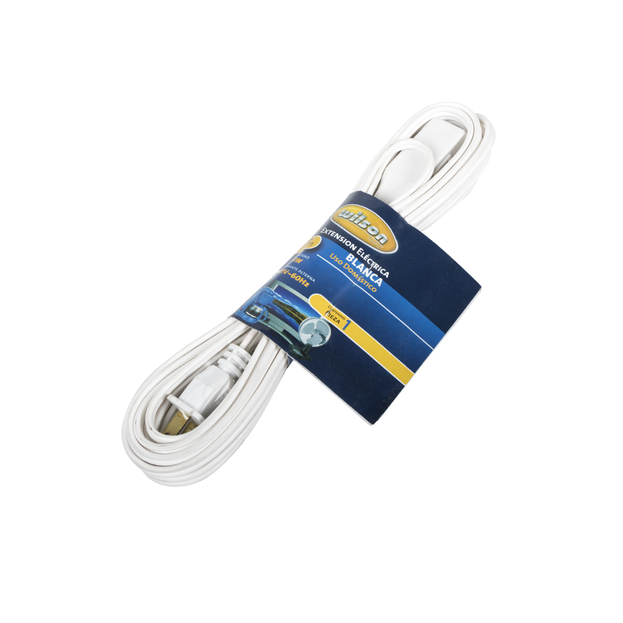Extensión Eléctrica Uso Doméstico 1.5, 2, 4, 5, 6, 8 mts - 5mts/Blanca