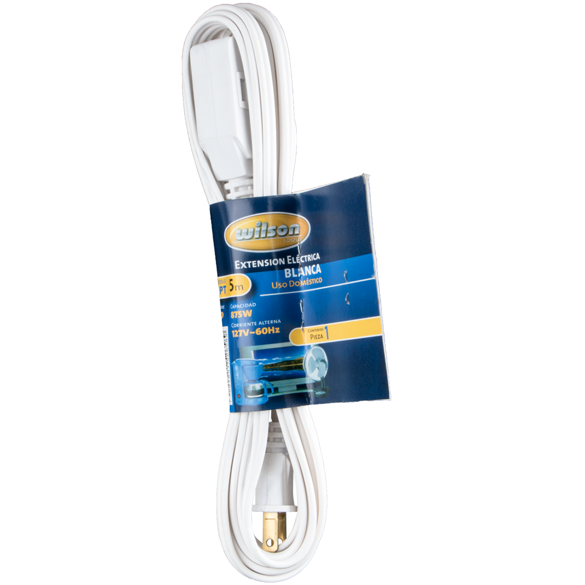 Extensión Eléctrica Uso Doméstico 1.5, 2, 4, 5, 6, 8 mts - 5mts/Blanca